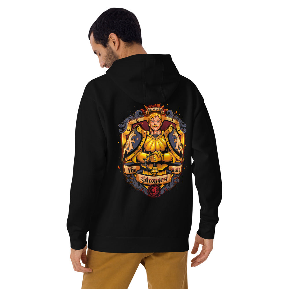Hoodie Escanor Sin of Pride The Strongest Man - Modelo masculino espalda