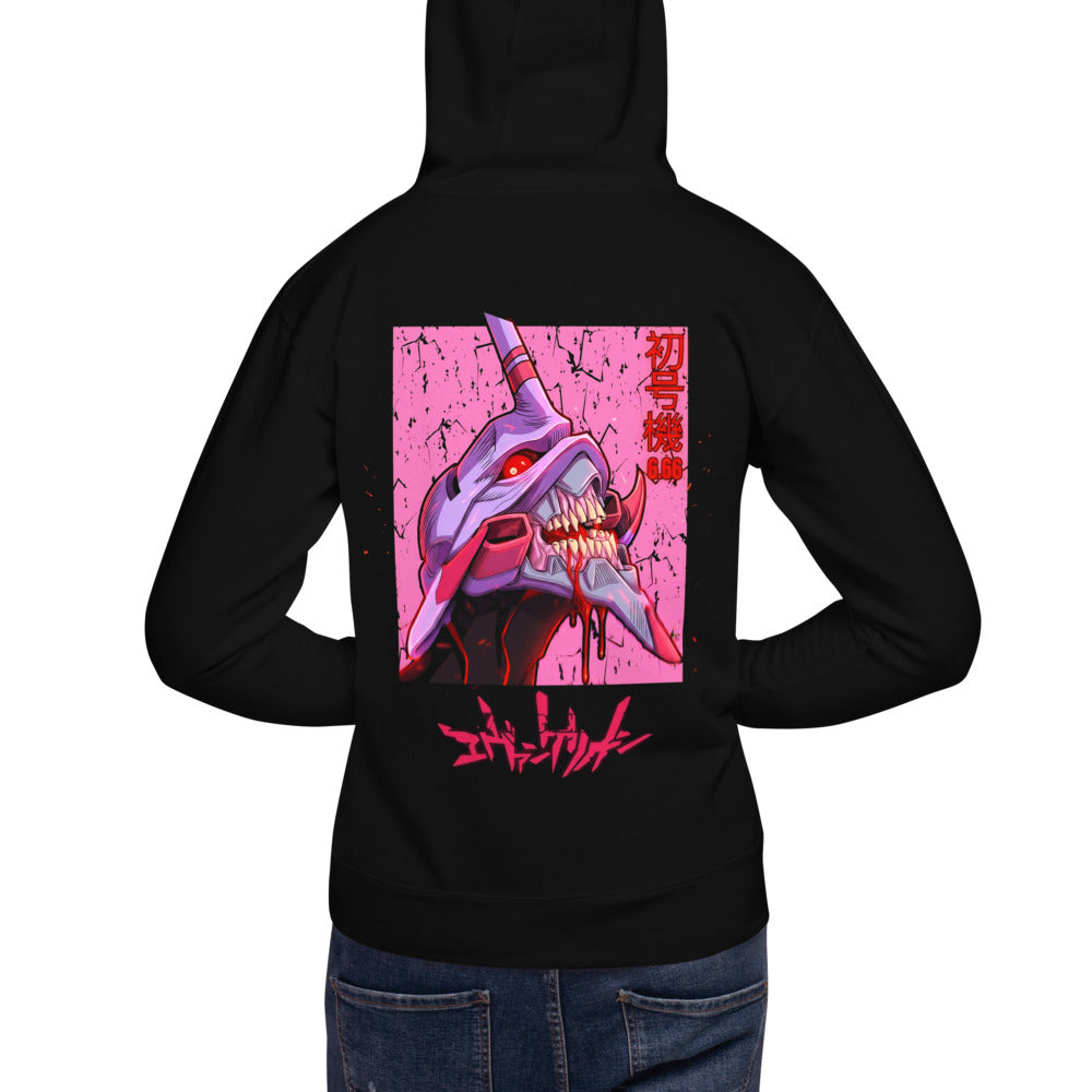 Hoodie Evangelion Eva 01 Berserk Pink - Modelo espalda A