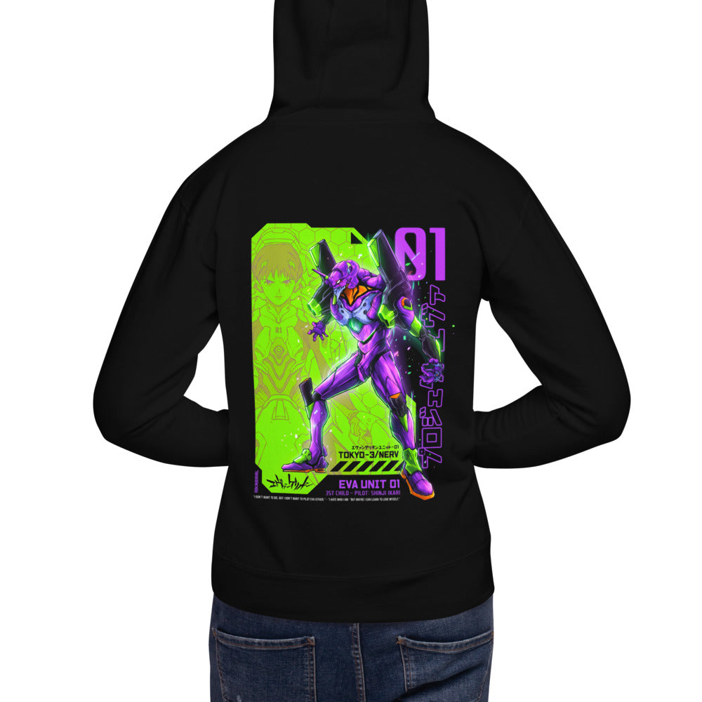 Hoodie Evangelion Eva 01 Shinji Ikari Nerv - Modelo espalda A