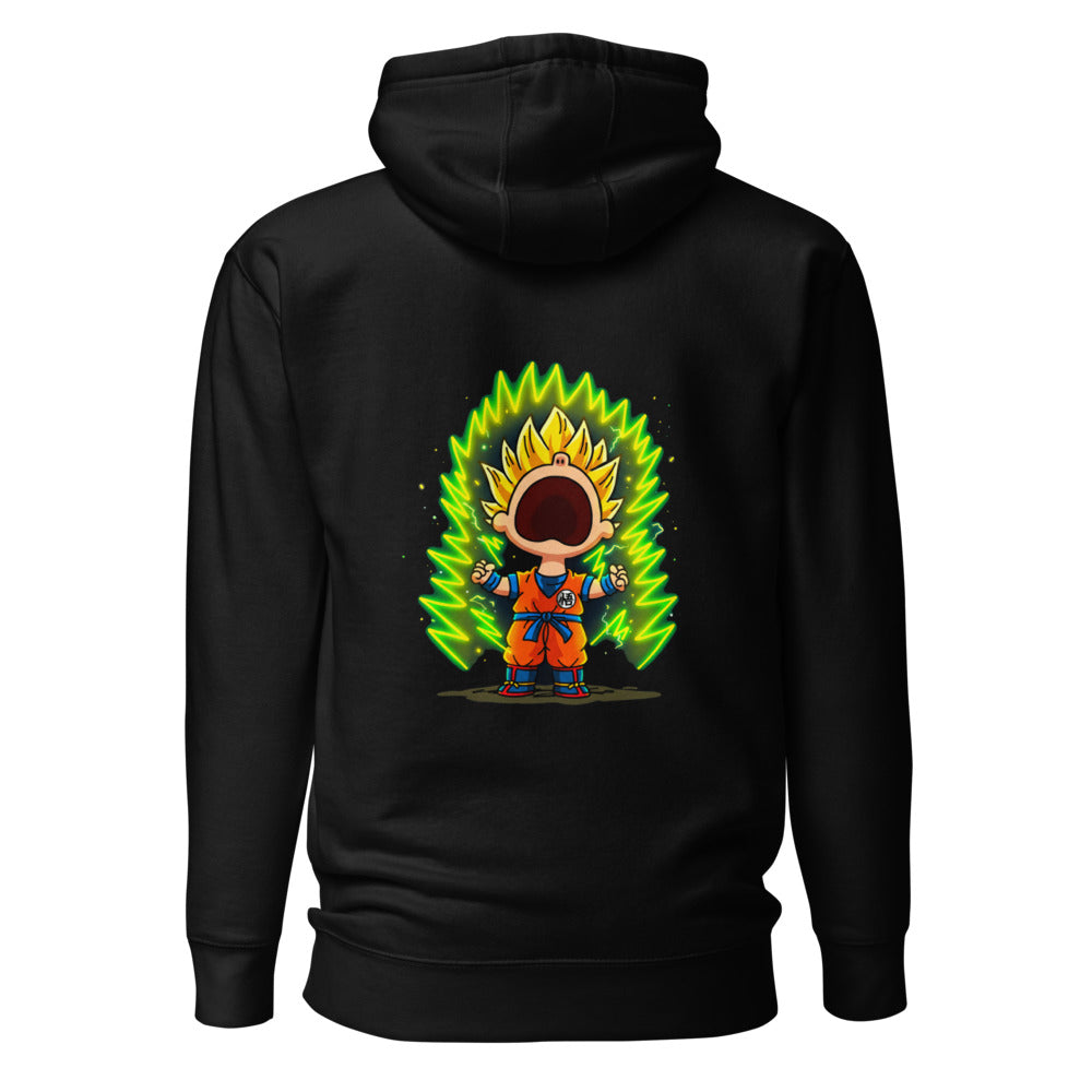 Hoodie Goku Super Saiyan Peanuts Scream Green Aura - Espalda