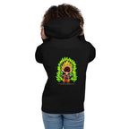 Hoodie Goku Super Saiyan Peanuts Scream Green Aura - Modelo femenina espalda