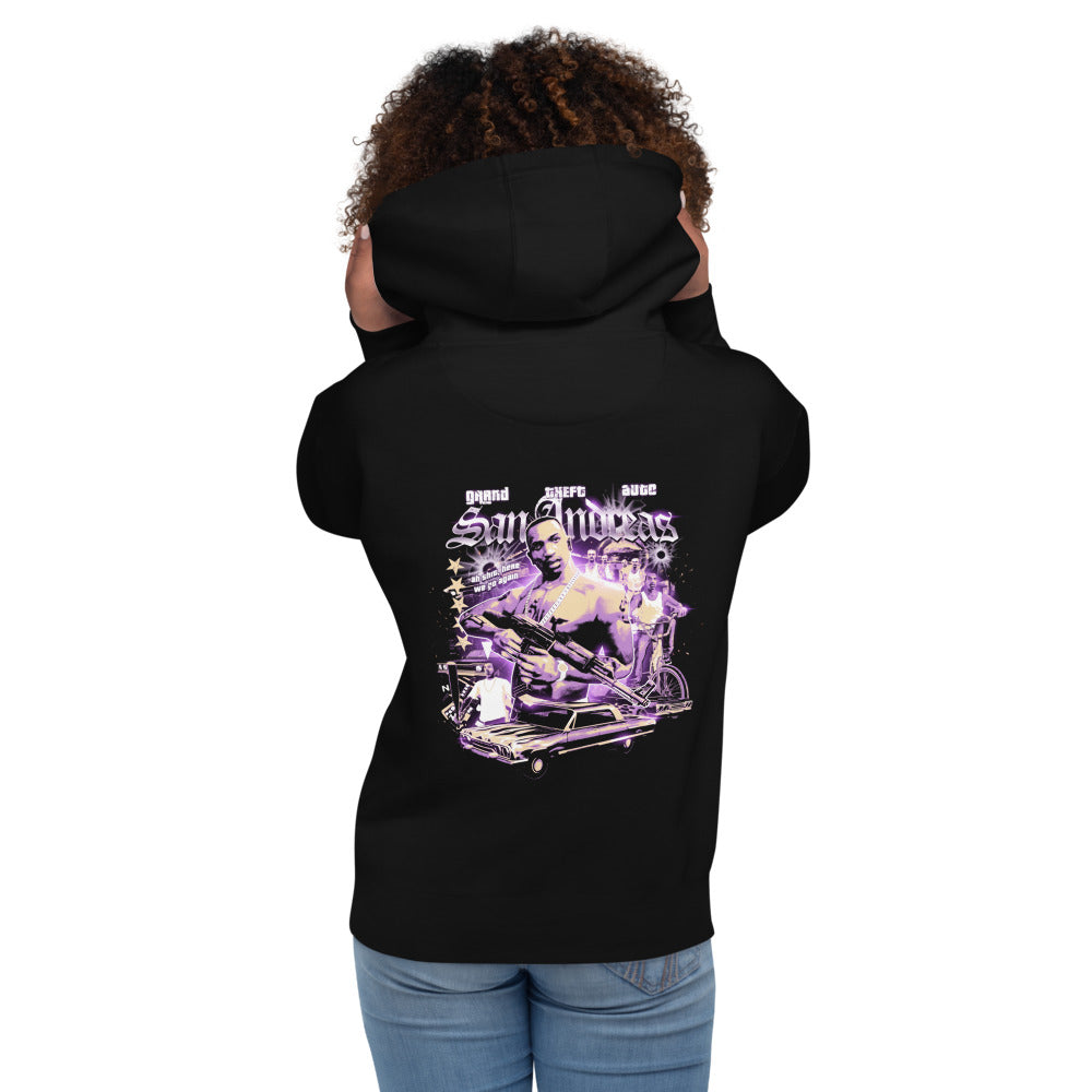 Hoodie GTA San Andreas Graffiti Lowrider - Modelo femenina espalda