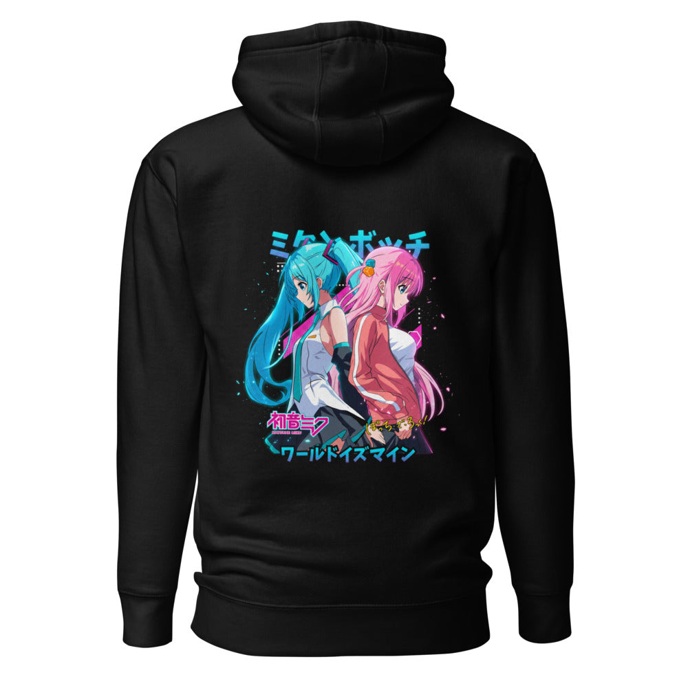 Hoodie Hatsune Miku Bocchi Back To Back Neon - Espalda