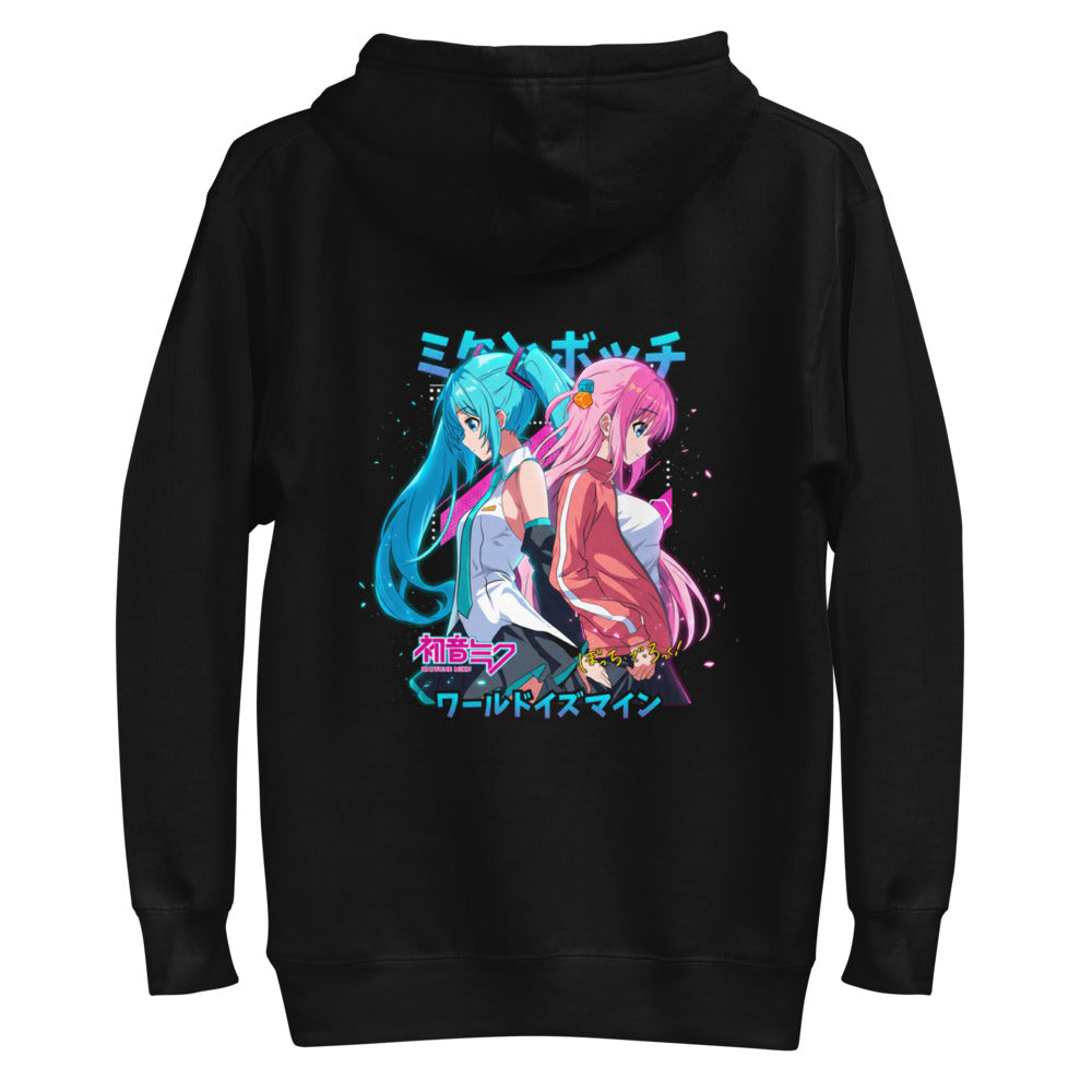 Hoodie Hatsune Miku Bocchi Back To Back Neon - Plano