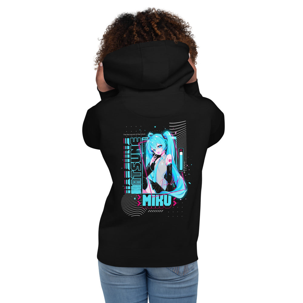 Hoodie Hatsune Miku The First Sound Of The Future - Modelo femenina espalda