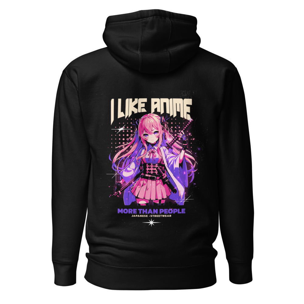 Hoodie I Like Anime More Than People - Espalda
