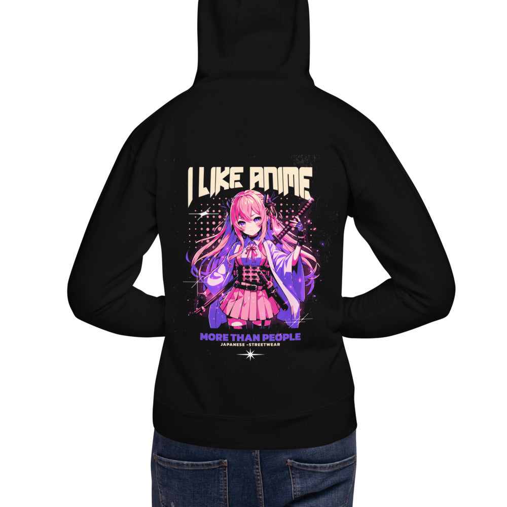 Hoodie I Like Anime More Than People - Modelo espalda A