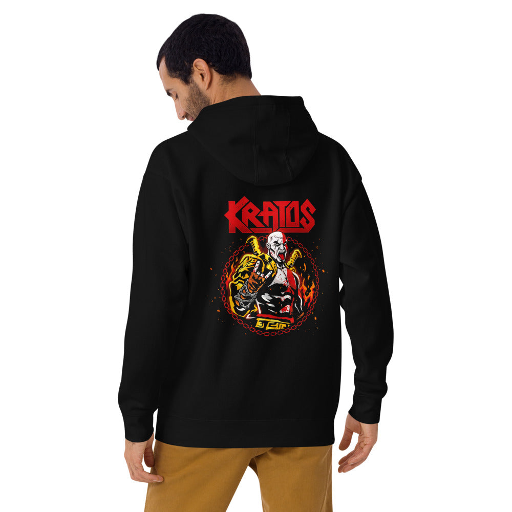 Hoodie Kratos God Of War Metal Horns - Modelo masculino espalda