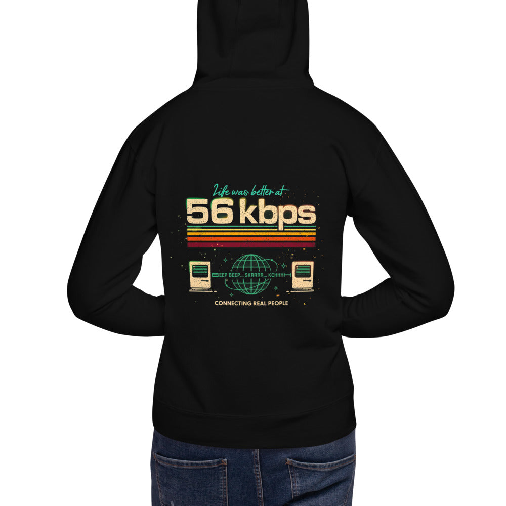 Hoodie Life Was Better At 56 Kbps - Modelo espalda A