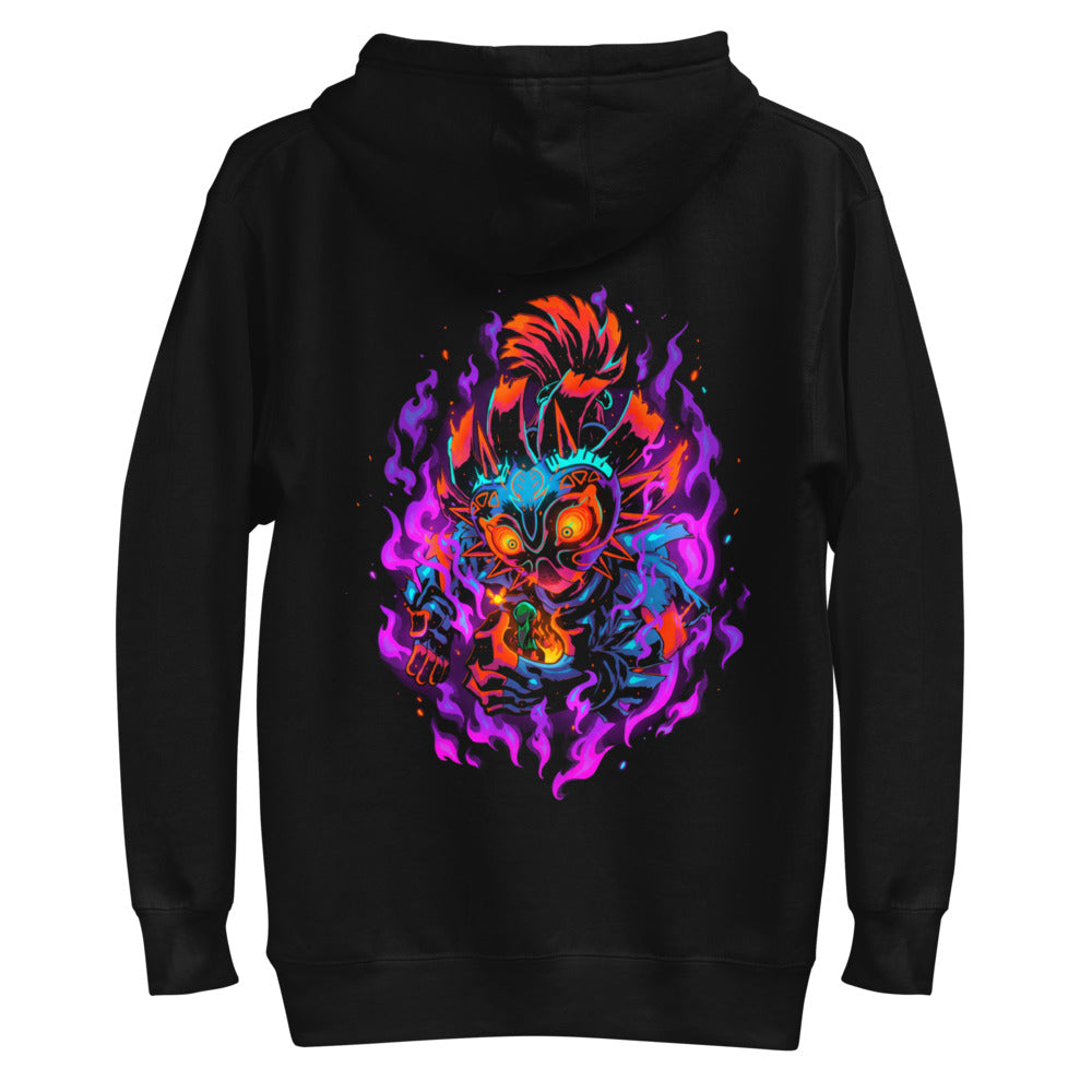 Hoodie Majora's Mask Skull Kid Neon Purple Flames - Plano