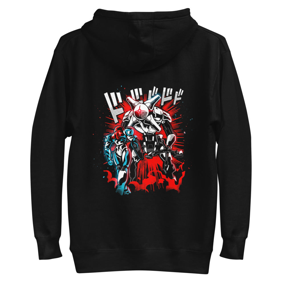 Hoodie Metroid Samus Vs EMMI Robot Katakana Burst - Plano