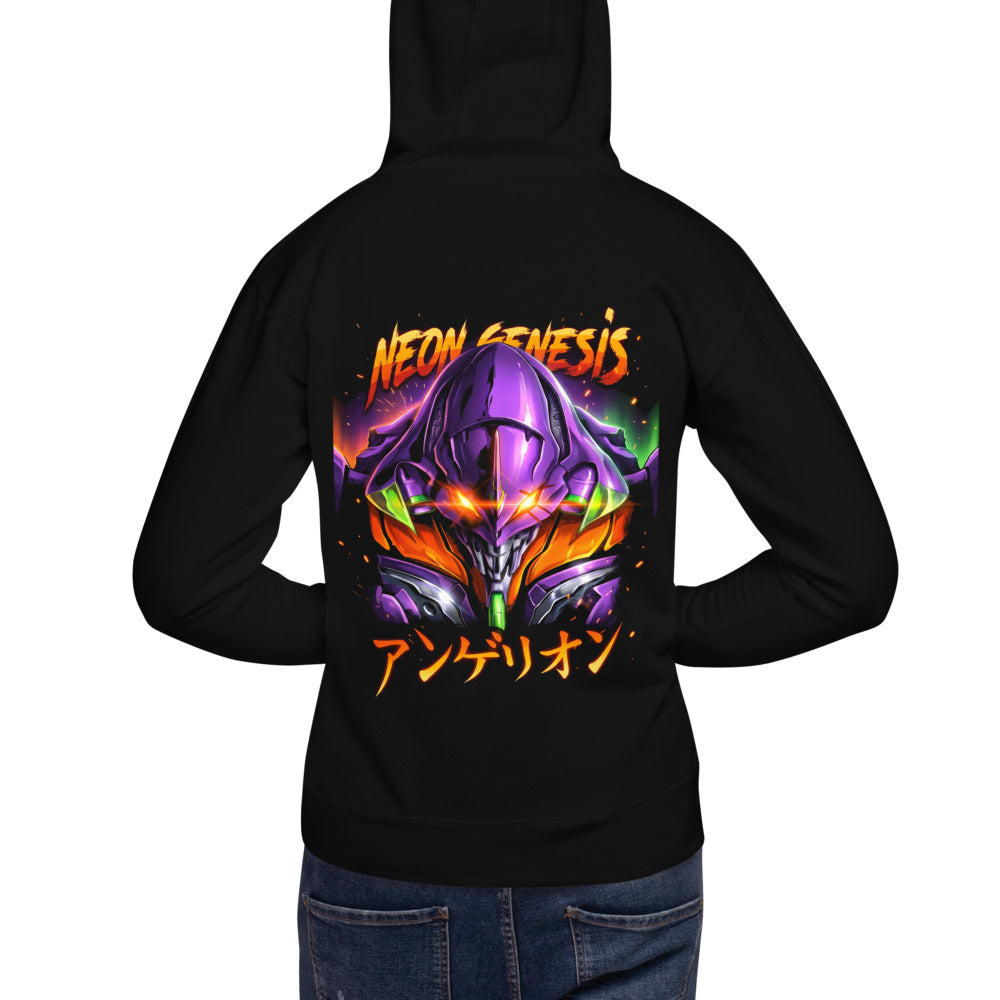 Hoodie Neon Genesis Evangelion Eva 01 Fire - Modelo espalda A