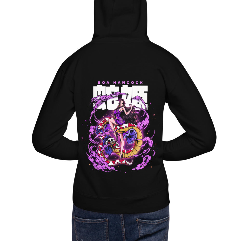Hoodie One Piece Boa Hancock Purple Snake Smoke - Modelo espalda A