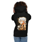 Hoodie One Piece Luffy Gear 5 Nika Gold Typography - Modelo femenina espalda