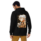 Hoodie One Piece Luffy Gear 5 Nika Gold Typography - Modelo masculino espalda