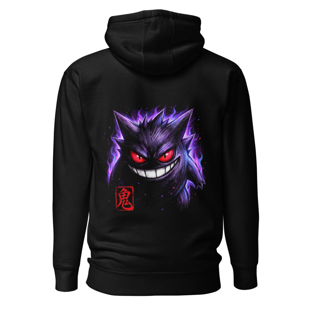 Hoodie Pokemon Gengar Oni Kanji Red Seal - Espalda