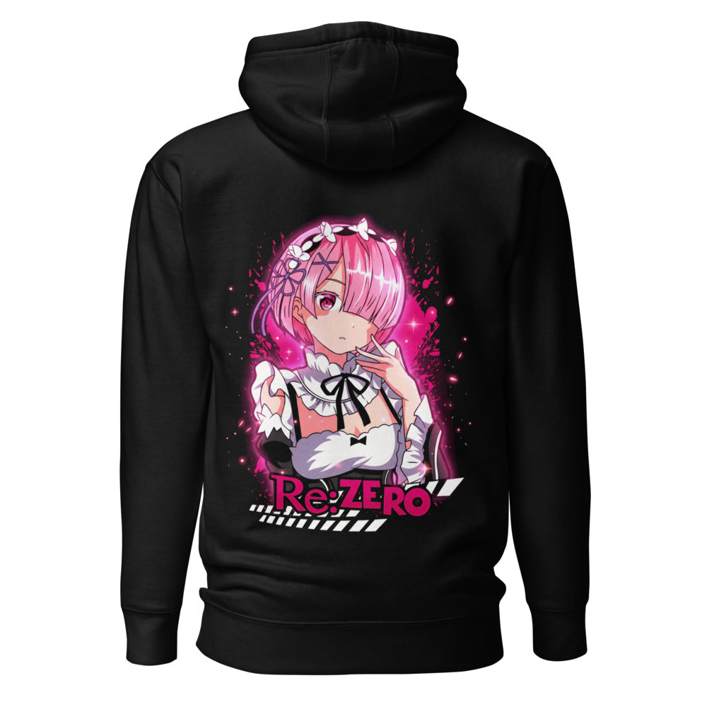 Hoodie Re Zero Ram Pink Maid Splash - Espalda
