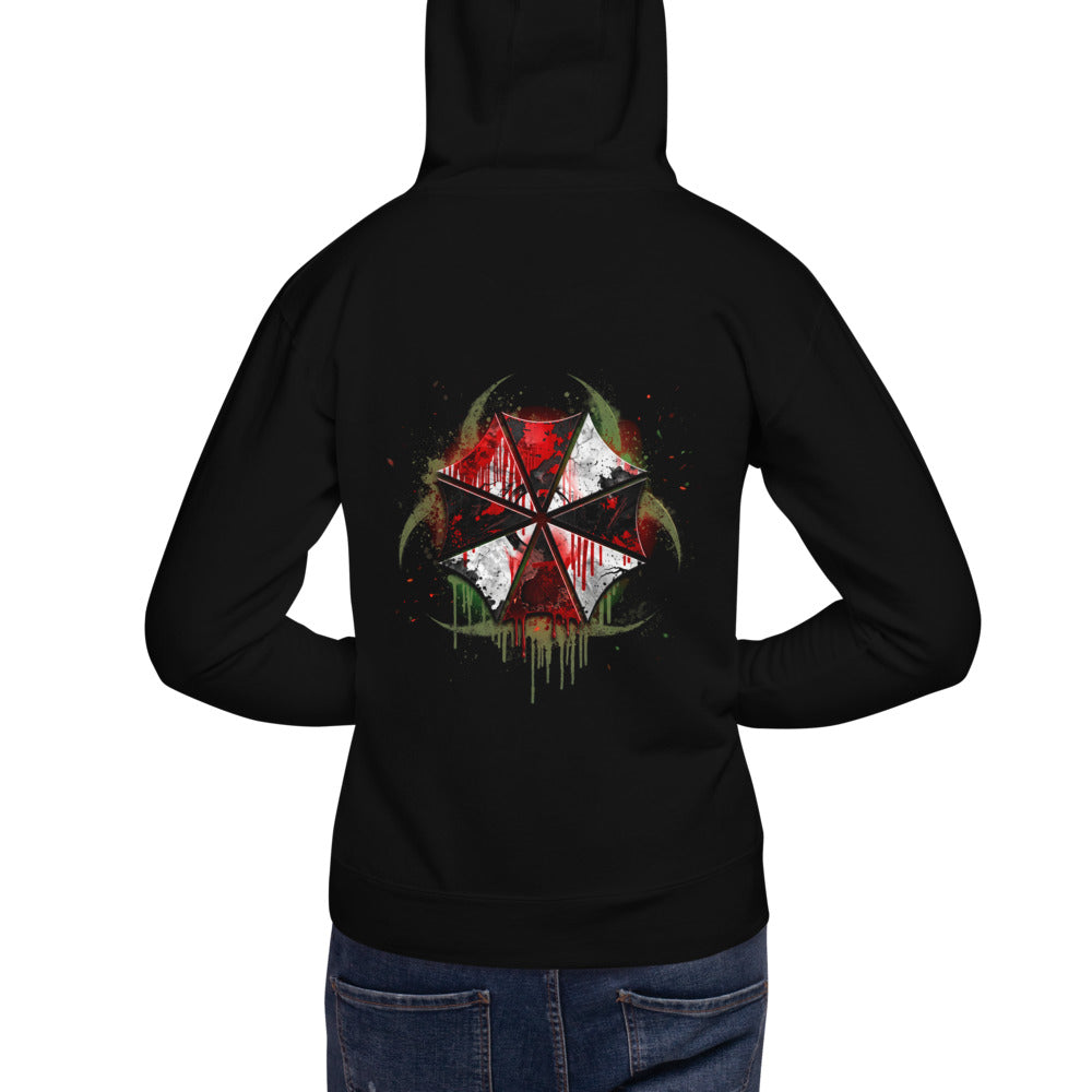 Hoodie Resident Evil Umbrella Biohazard Grunge Logo - Modelo espalda A