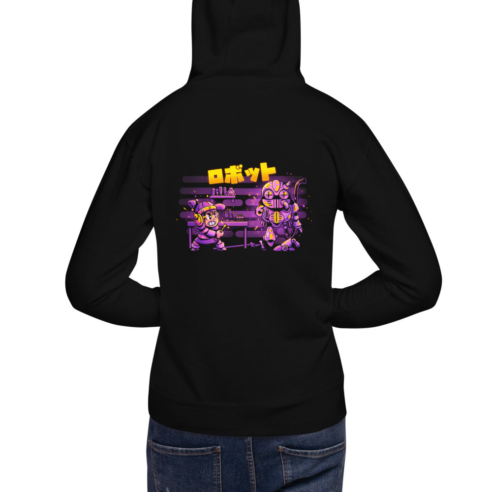 Hoodie Robotto Katakana Girl Mechanic Giant Robot - Modelo espalda A