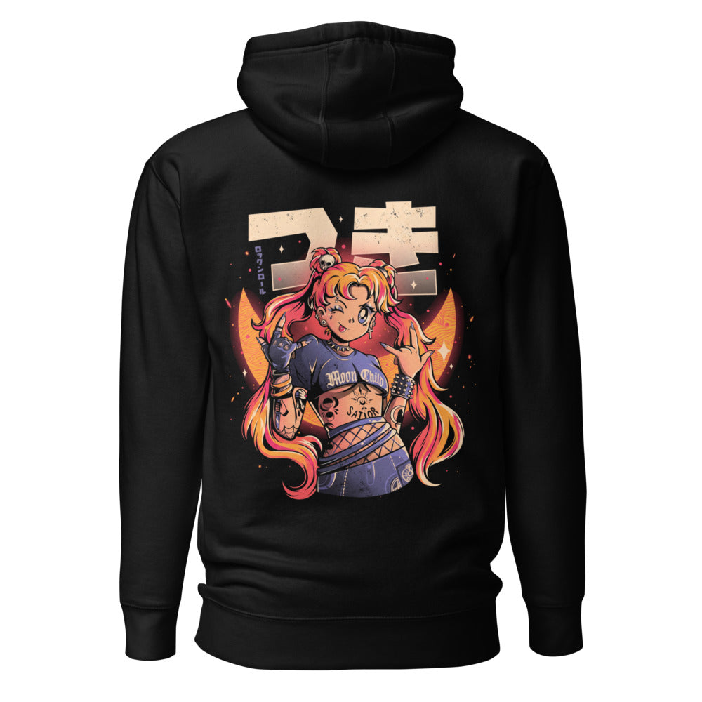 Hoodie Sailor Moon Punk Rocker Moon Child - Espalda