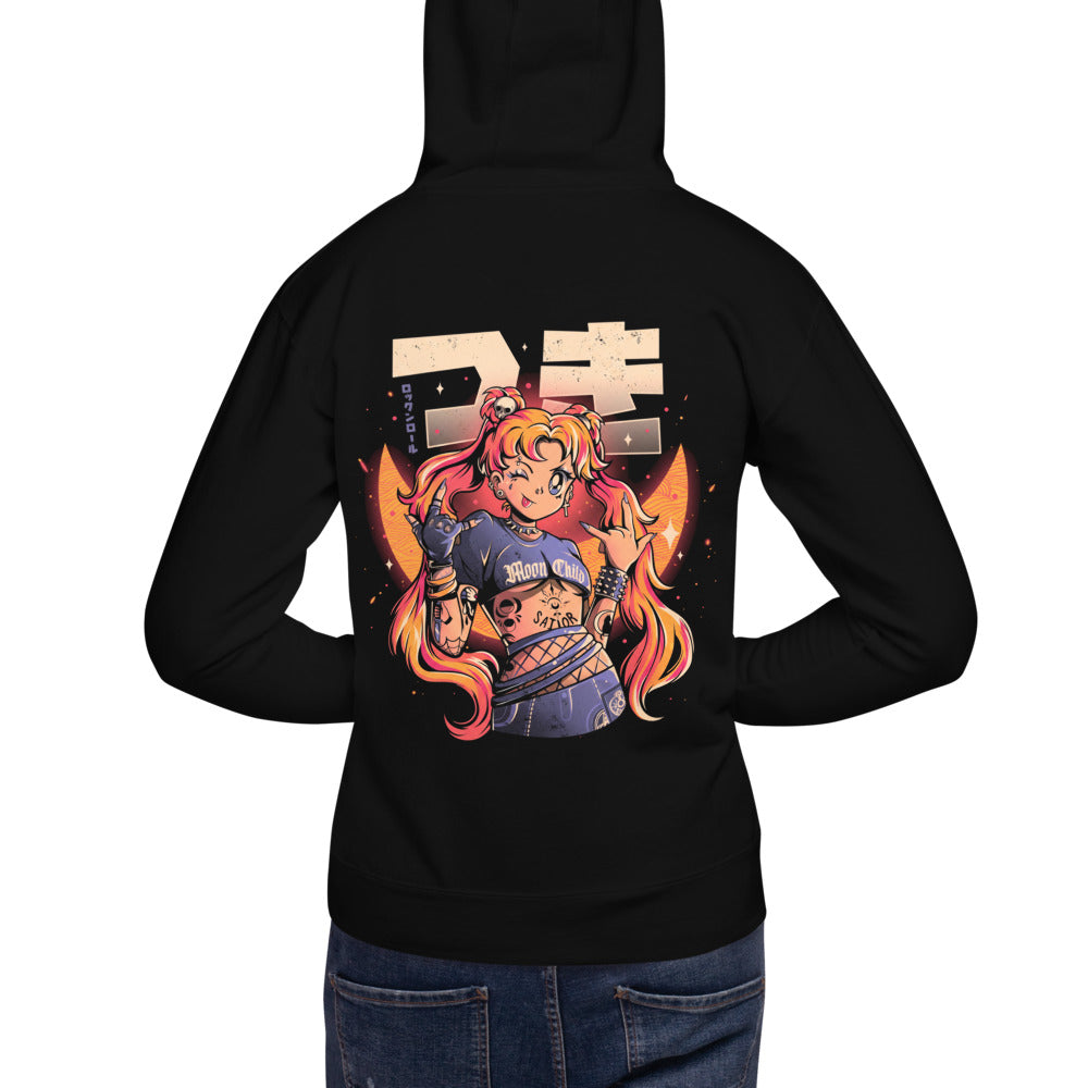 Hoodie Sailor Moon Punk Rocker Moon Child - Modelo espalda A