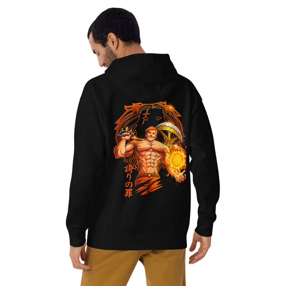 Hoodie Seven Deadly Sins Escanor Sin Of Pride - Modelo masculino espalda