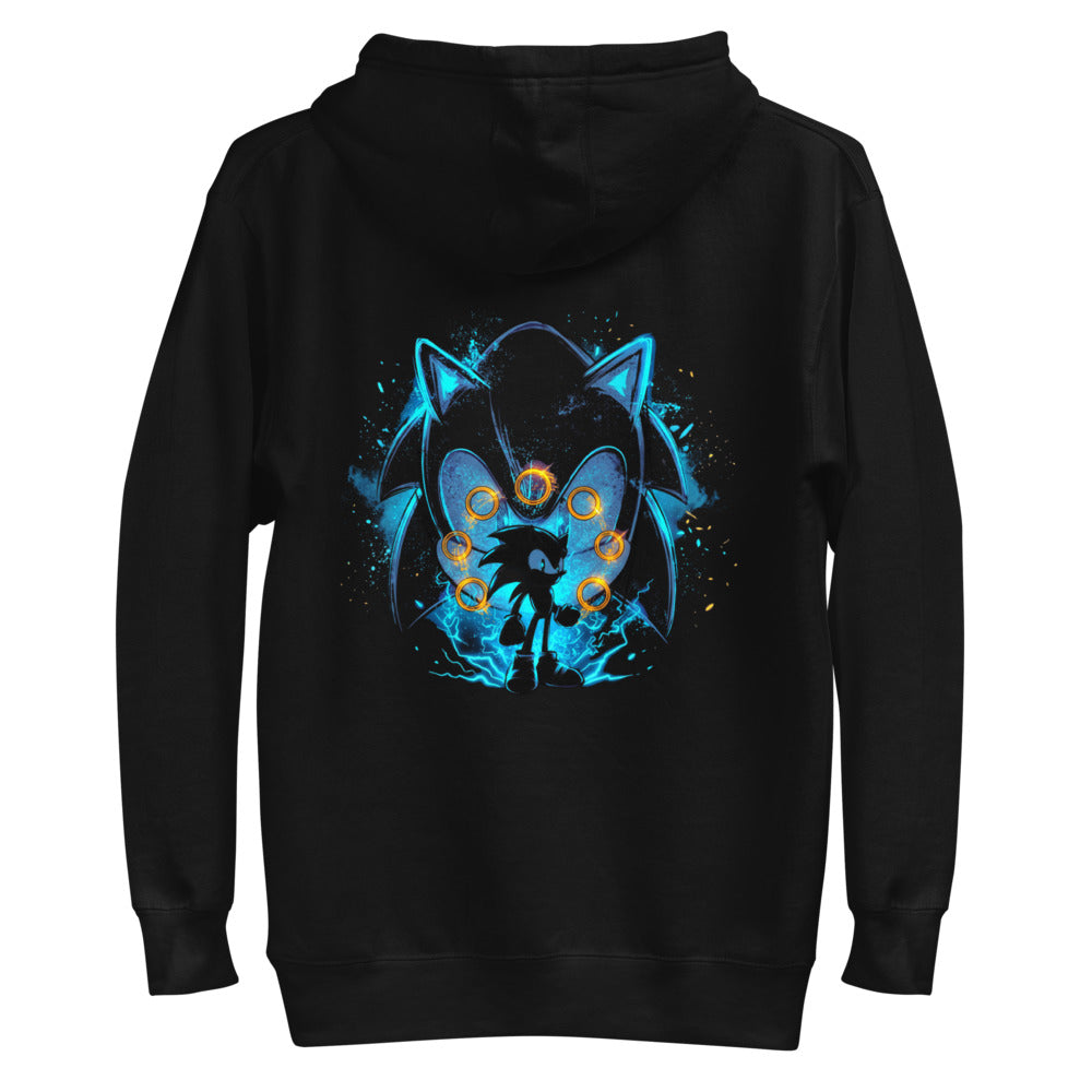 Hoodie Sonic Giant Head Gold Rings Lightning - Plano