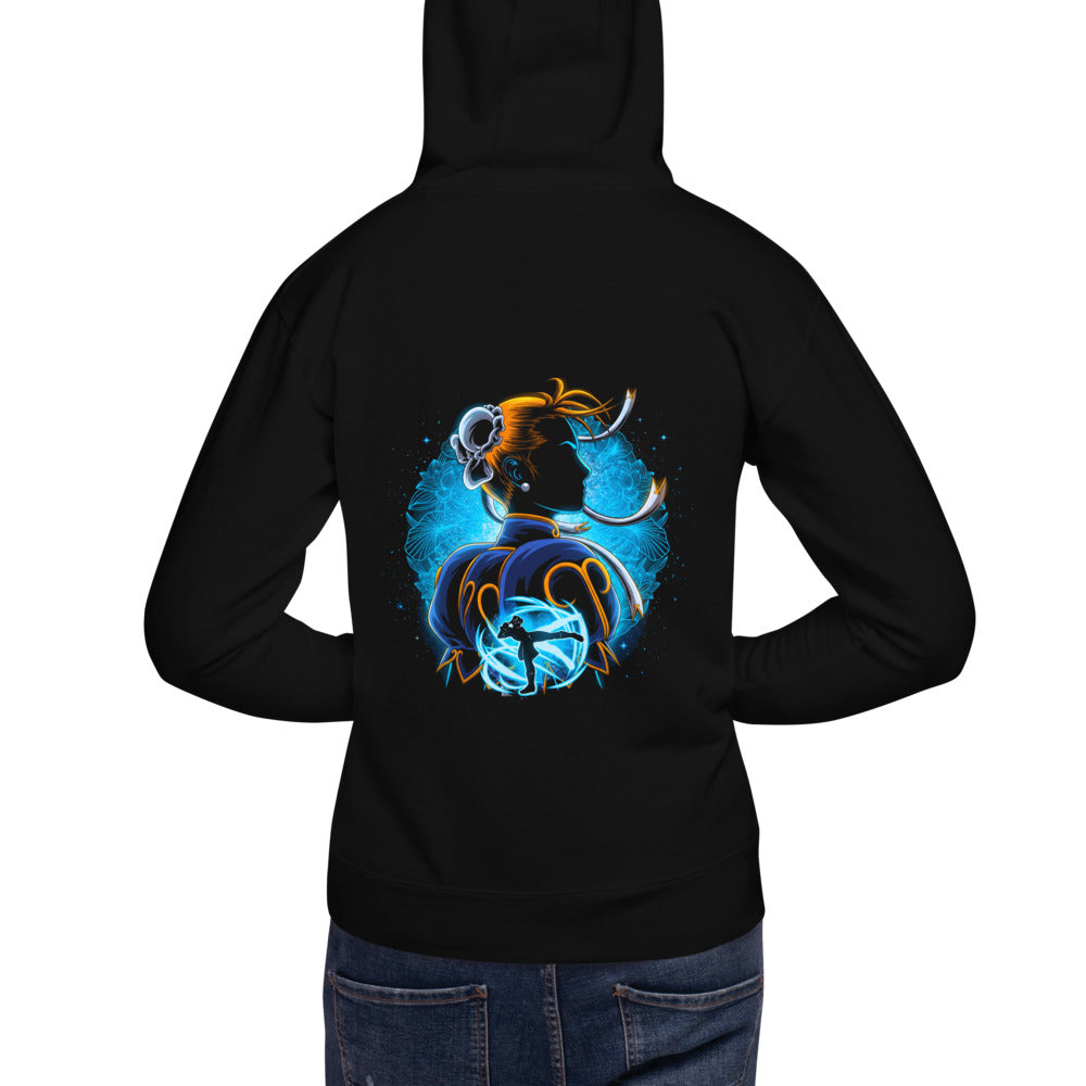 Hoodie Street Fighter Chun-Li Blue Lotus Kick - Modelo espalda A