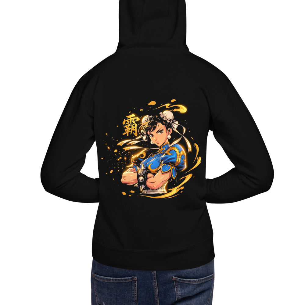 Hoodie Street Fighter Chun Li Golden Spiked Bracelets - Modelo espalda A