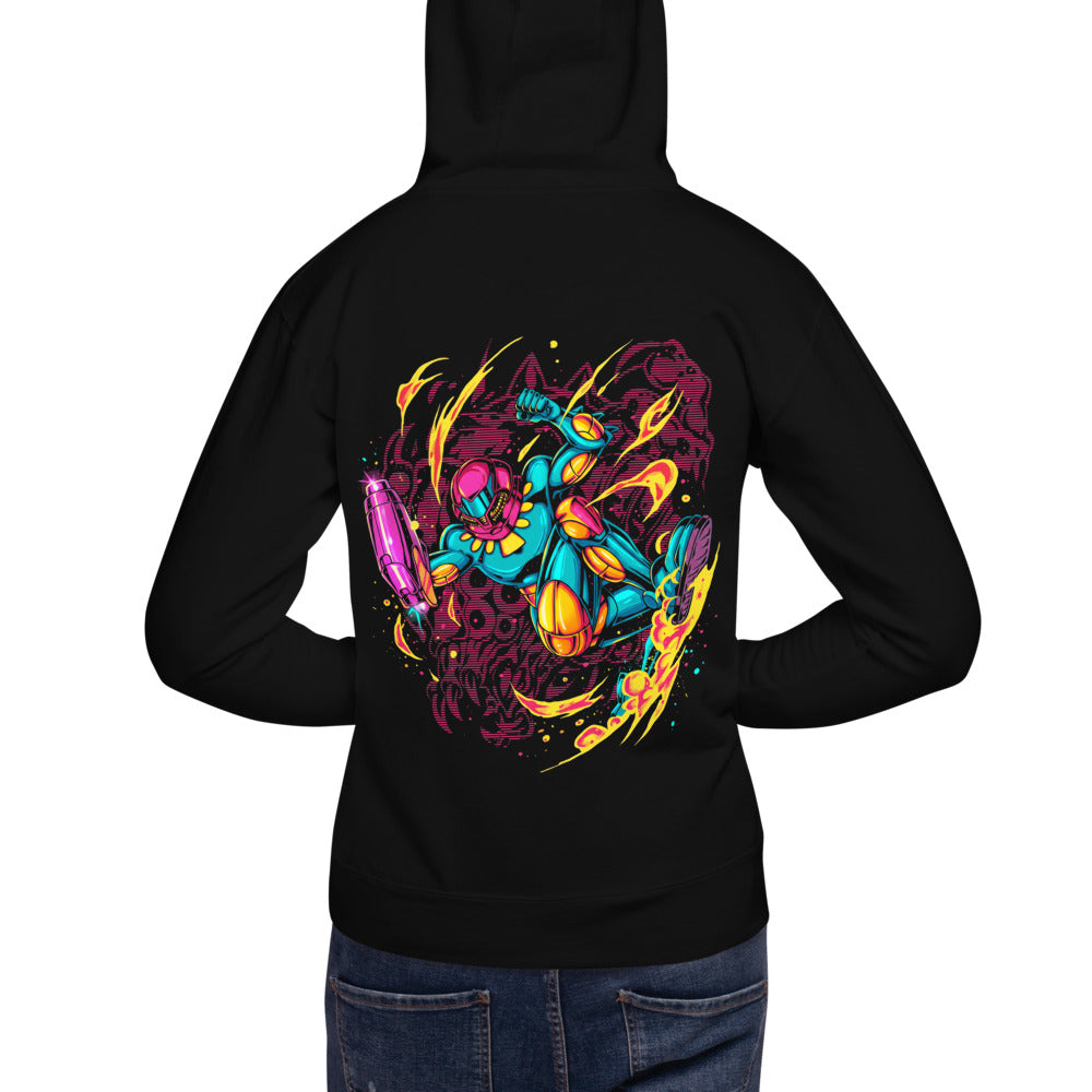 Hoodie Teal Power Suit Arm Cannon Jump Kick - Modelo espalda A