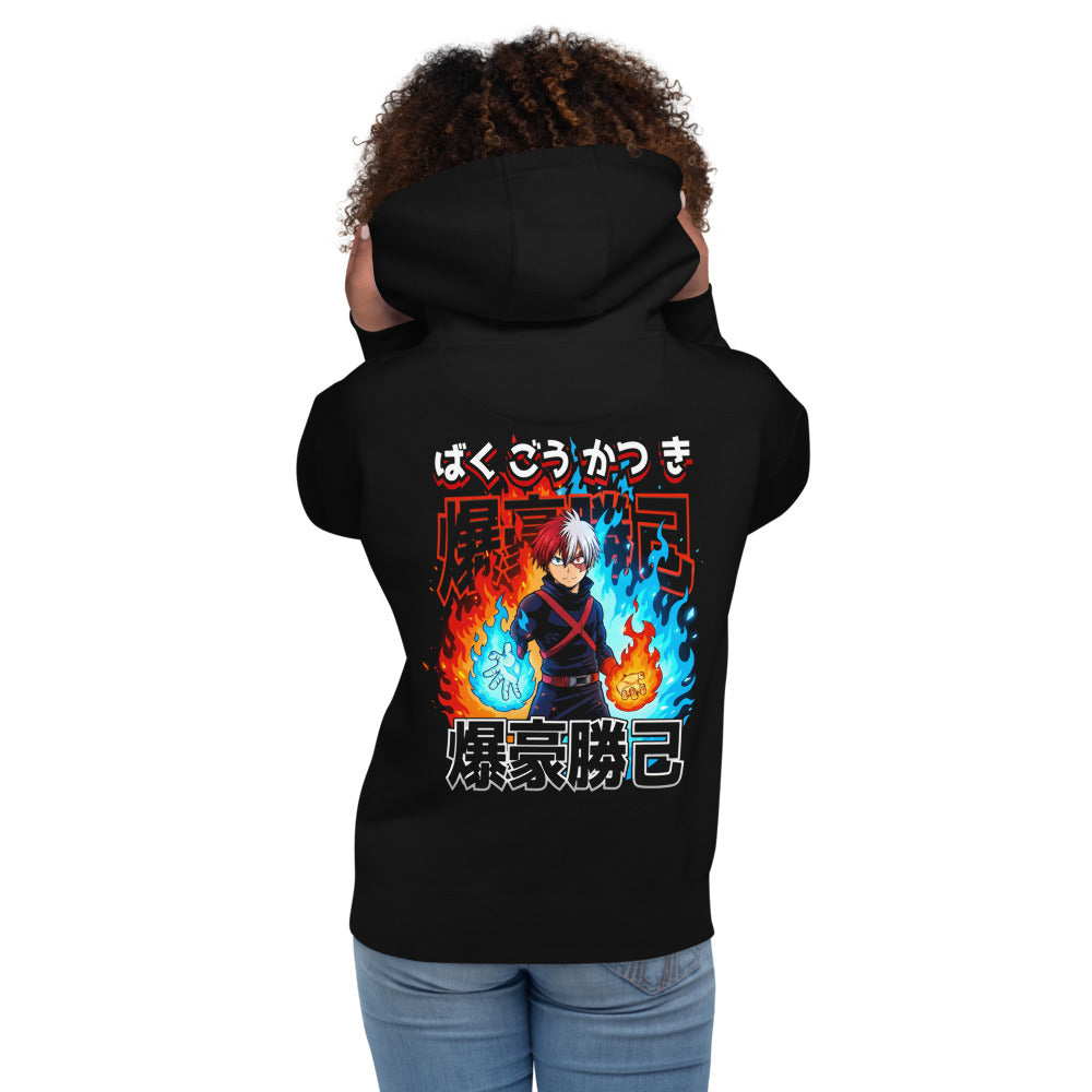 Hoodie Todoroki Fire And Ice My Hero Academia - Modelo femenina espalda