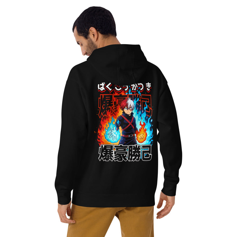 Hoodie Todoroki Fire And Ice My Hero Academia - Modelo masculino espalda