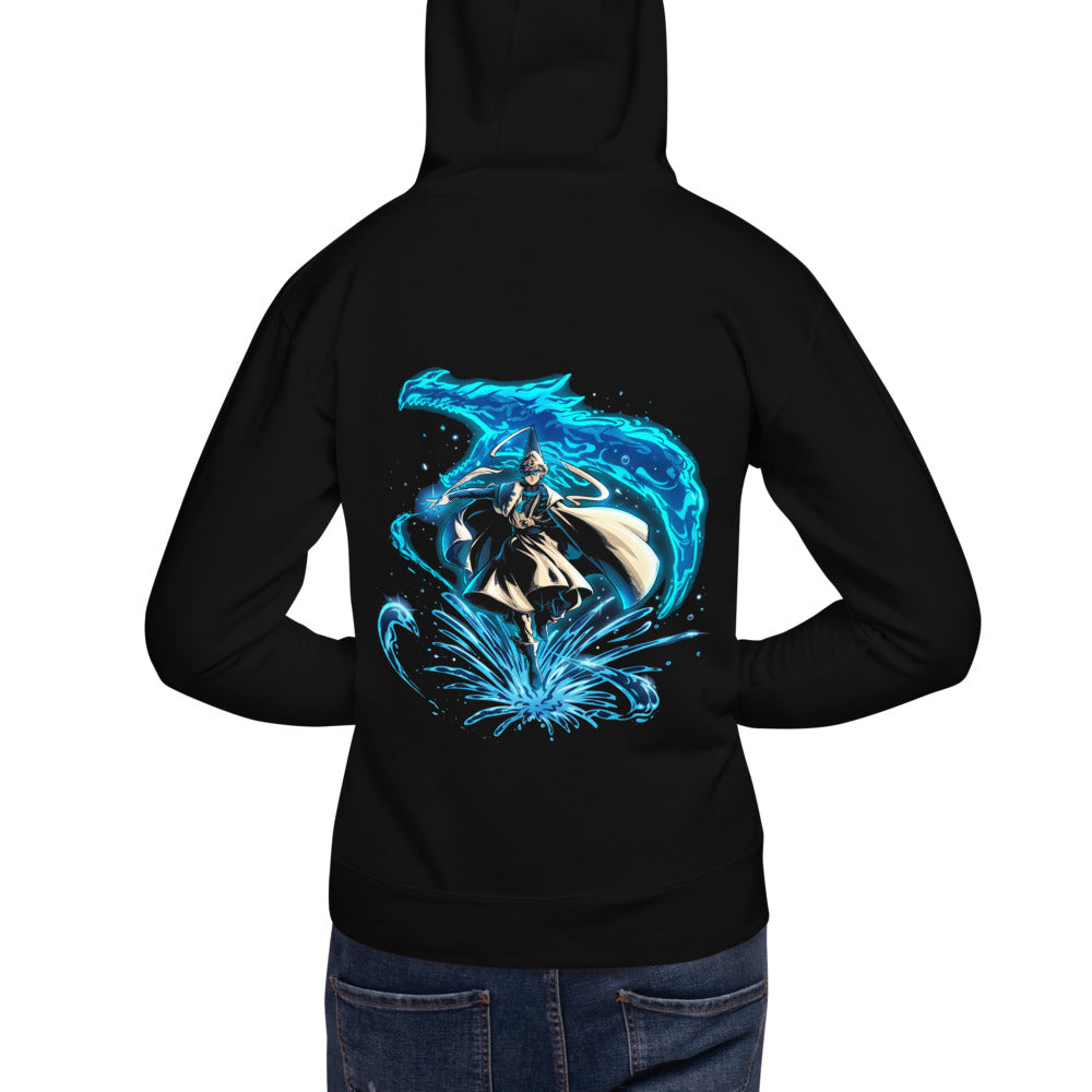 Hoodie Water Wizard Blue Dragon Splash - Modelo espalda A