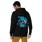 Hoodie Water Wizard Blue Dragon Splash - Modelo masculino espalda