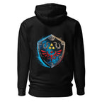 Hoodie Zelda Hylian Shield Triforce Blue Brushstroke - Espalda