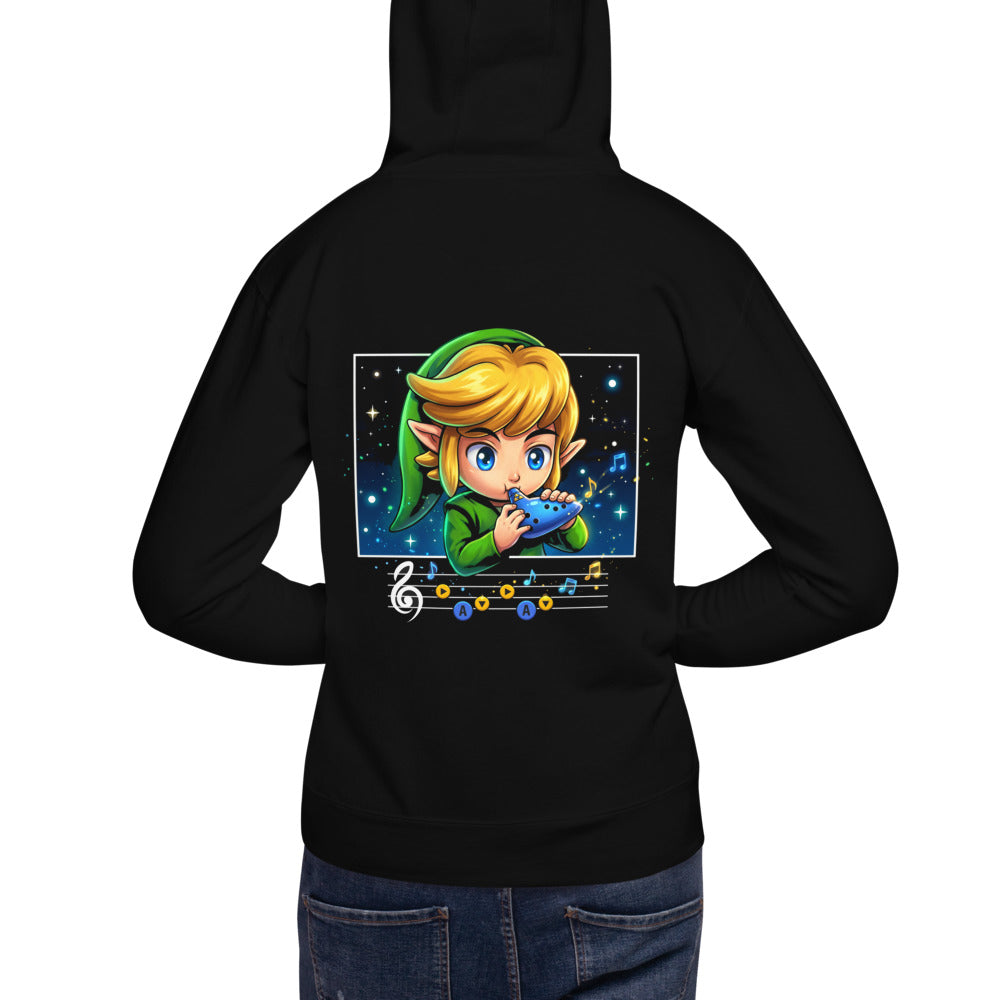 Hoodie Zelda Link Chibi Ocarina Melody - Modelo espalda A