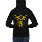 Hoodie Zelda Link Silhouette Golden Hylian Crest - Modelo espalda A