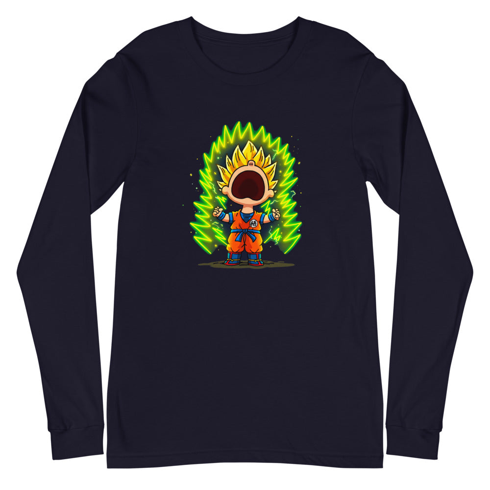 Manga Larga Goku Super Saiyan Peanuts Scream Green Aura - Plano