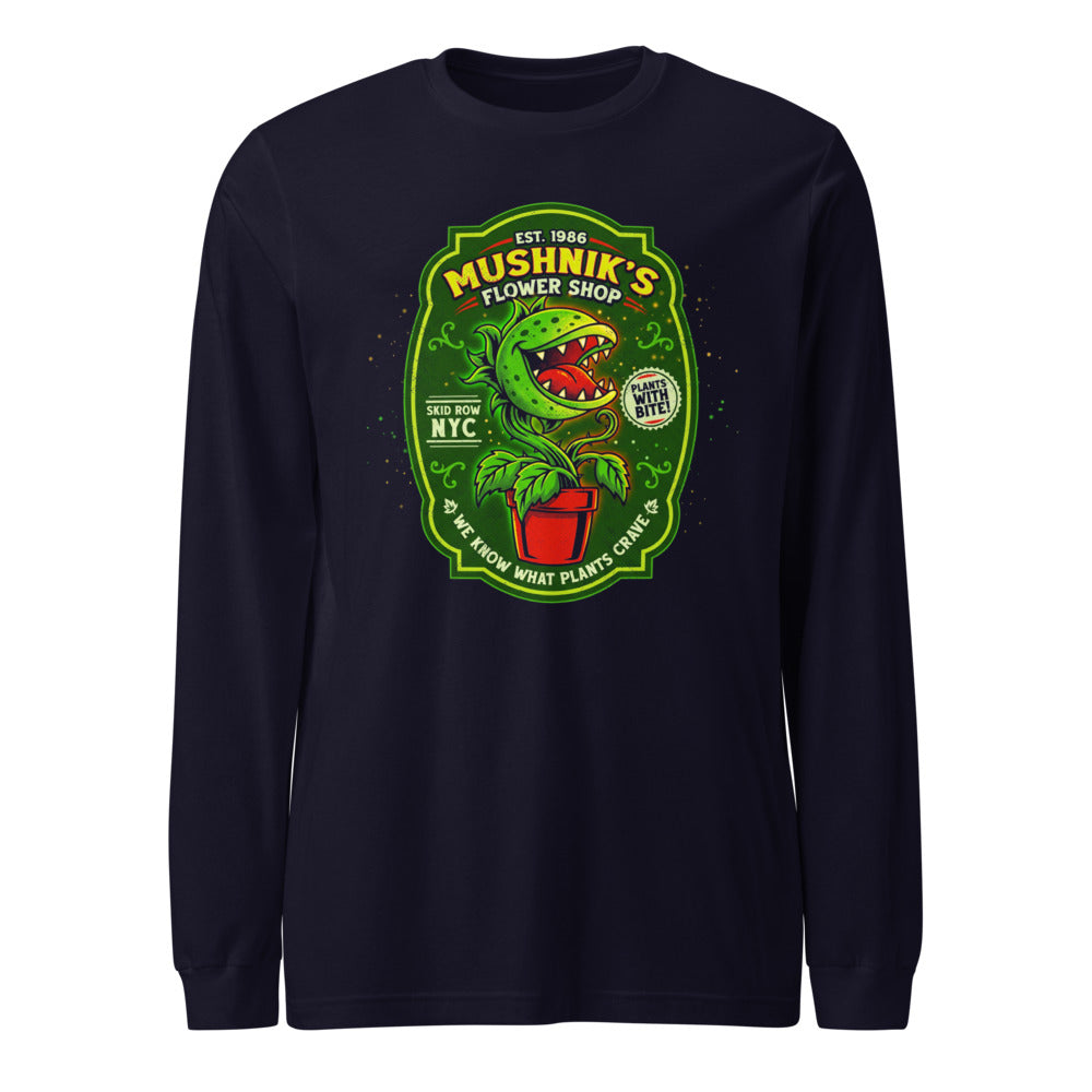 Manga Larga Little Shop of Horrors Mushniks Flower Shop - Frente