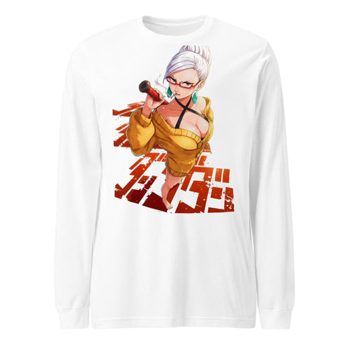 Manga Larga Anime Girl Yellow Sweater Red Glasses - Frente