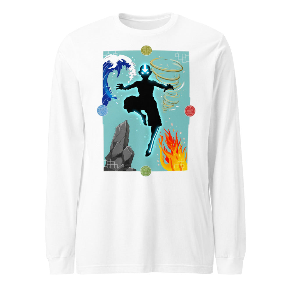 Manga Larga Avatar Aang Four Elements Silhouette - Frente