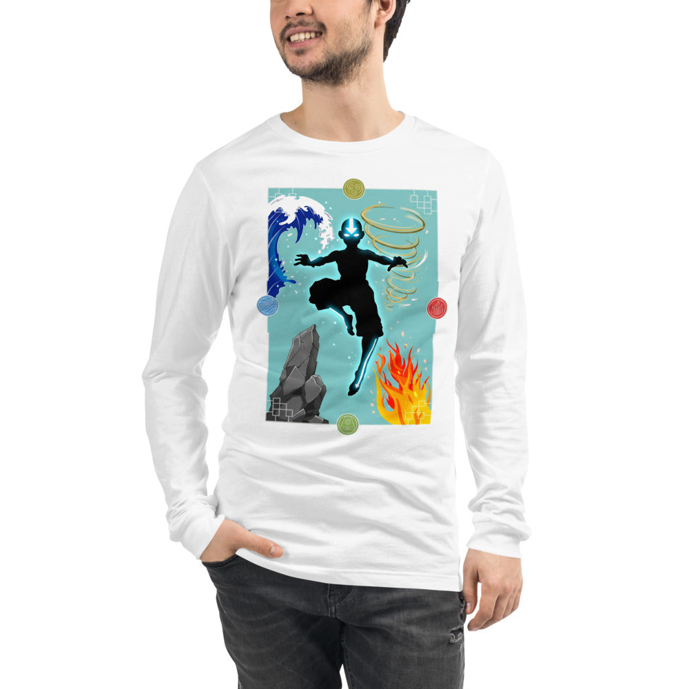 Manga Larga Avatar Aang Four Elements Silhouette - Modelo masculino