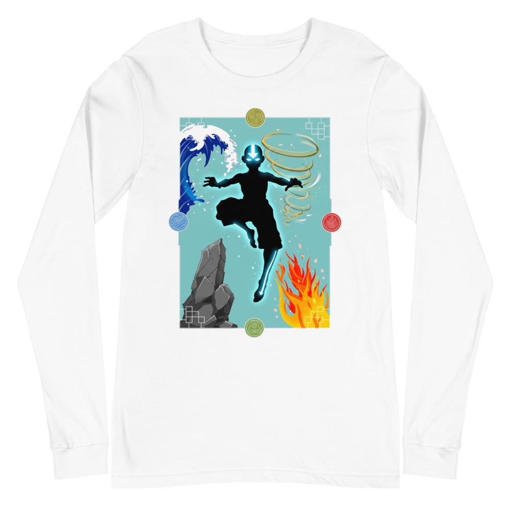 Manga Larga Avatar Aang Four Elements Silhouette - Plano