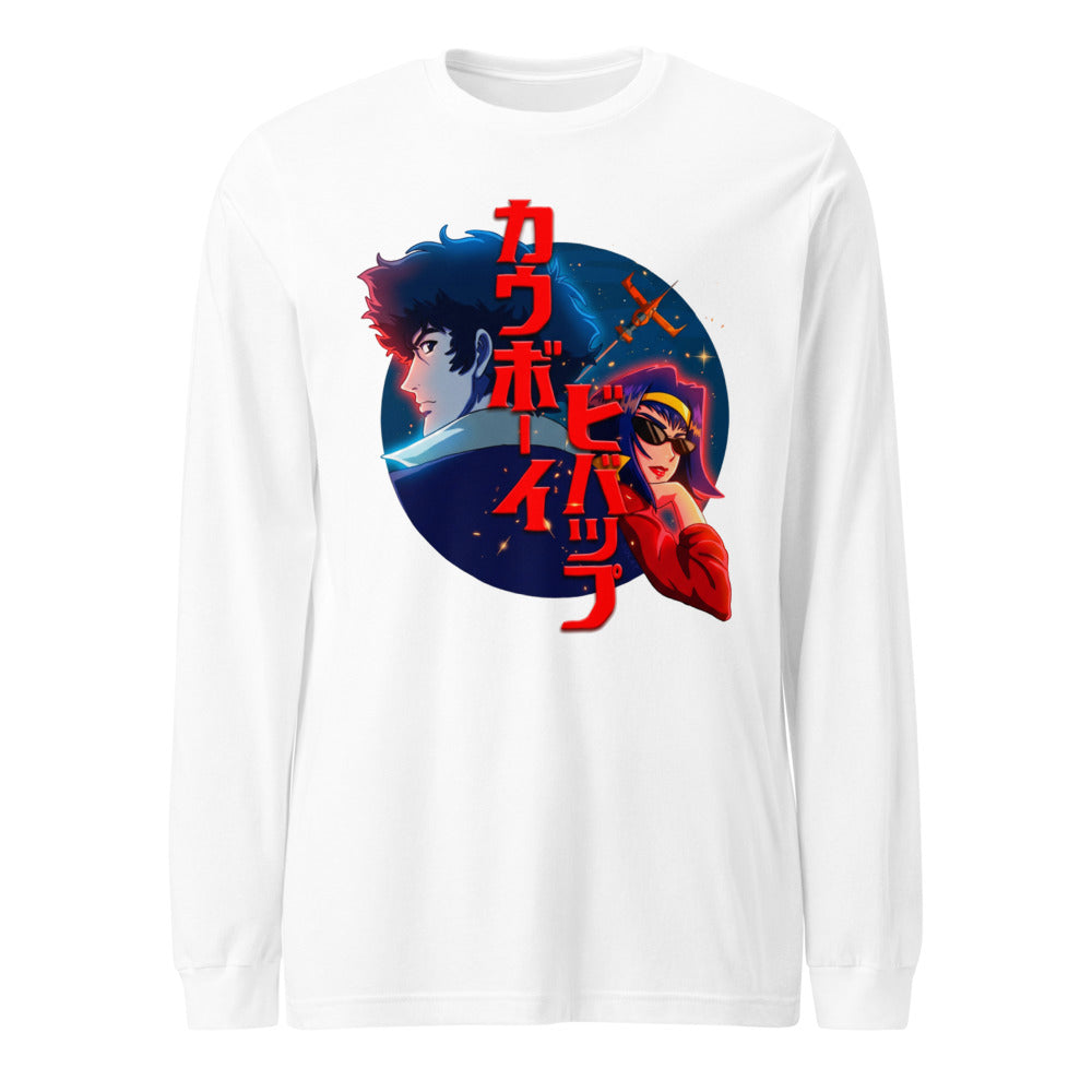 Manga Larga Cowboy Bebop Spike And Faye Red Katakana - Frente
