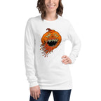 Manga Larga Halloween Pumpkin Monster Four Eyes - Modelo femenina