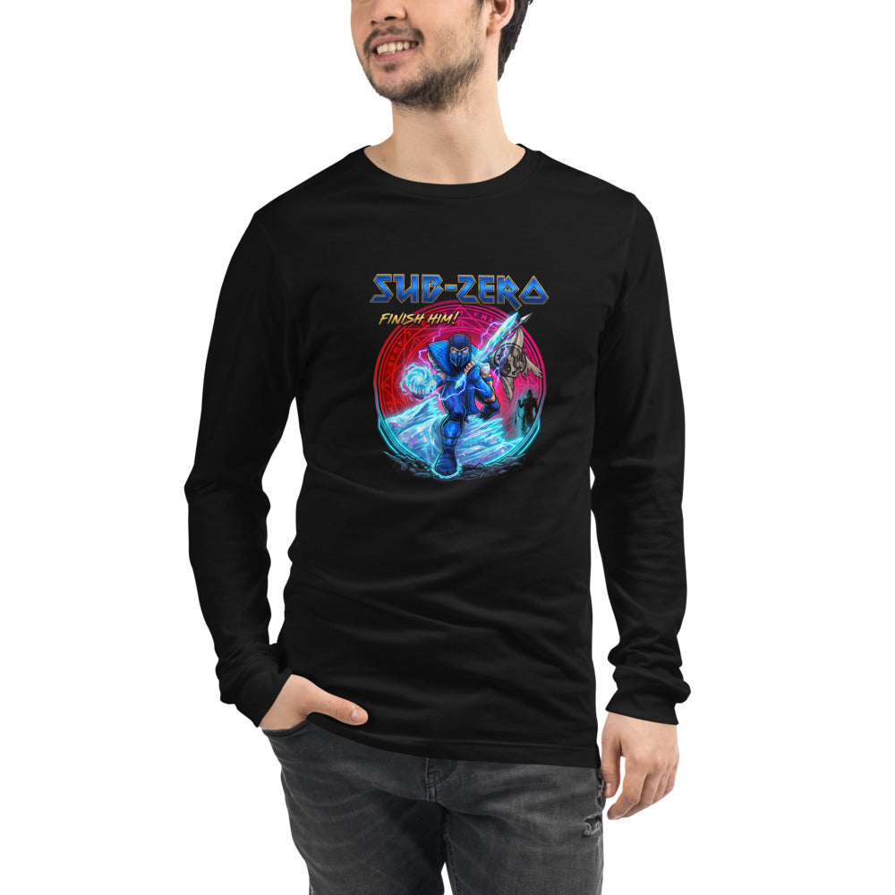 Manga Larga Sub Zero Mortal Kombat Finish Him - Modelo masculino