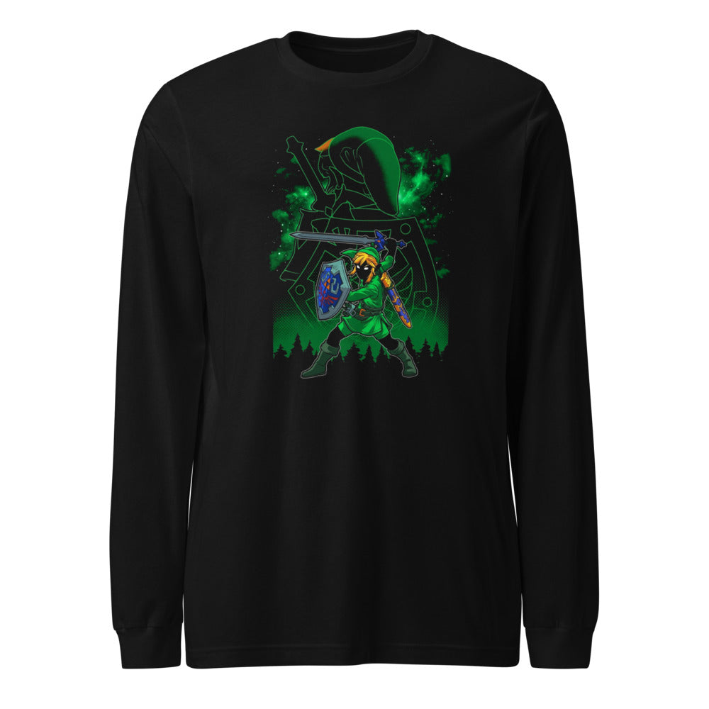 Manga Larga Zelda Link Silhouette Green Glow - Frente