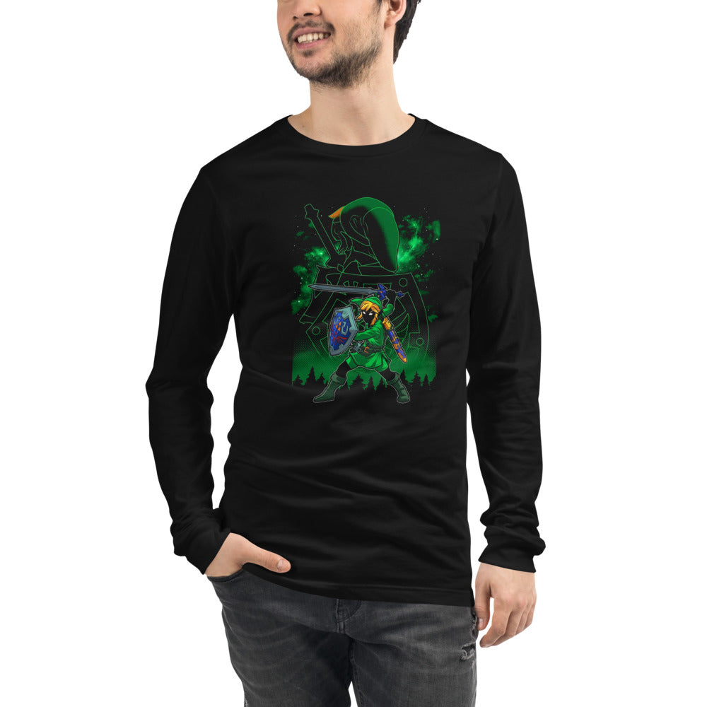 Manga Larga Zelda Link Silhouette Green Glow - Modelo masculino