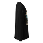 Manga Larga Blue Fanged Cat Crow And Roses - Lateral fantasma