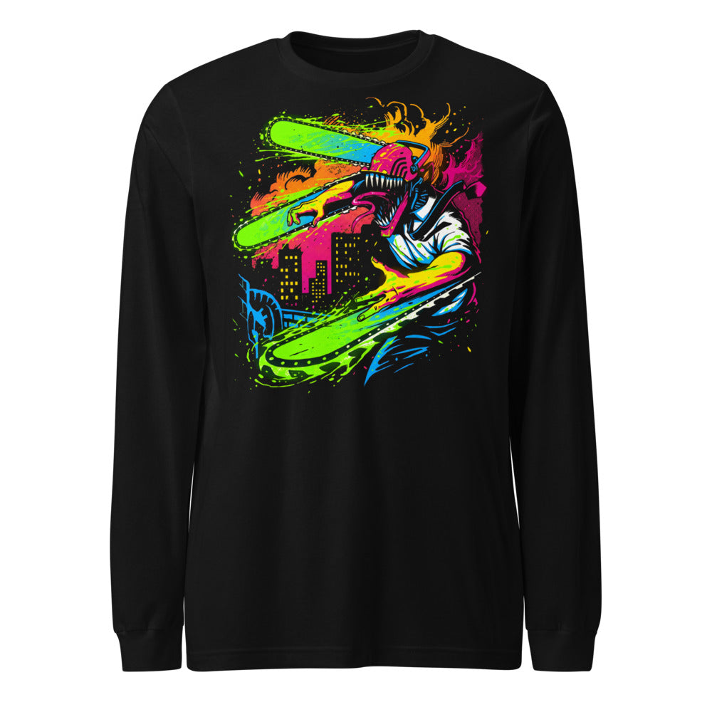 Manga Larga Chainsaw Man Neon Splatter City - Frente